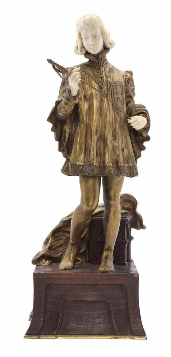 Appraisal: A French Gilt Bronze and Ivory Figure X Raphanel depicting