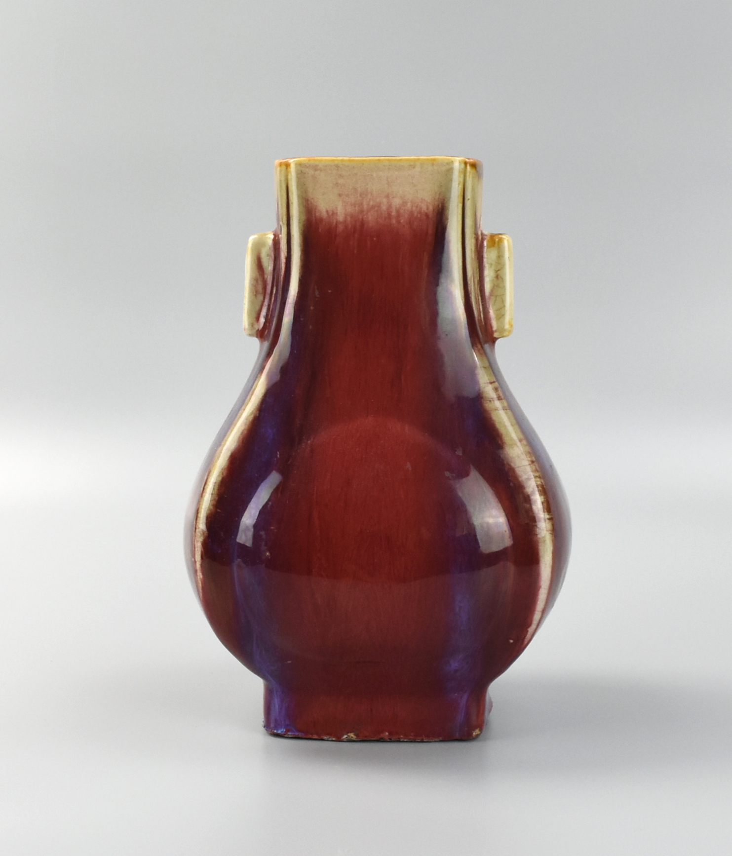 Appraisal: A Yongzheng Mark square-sided red purple blue brown vase with