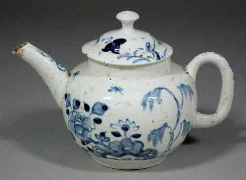 Appraisal: A rare Bow bullet-shaped porcelain teapot and cover painted in