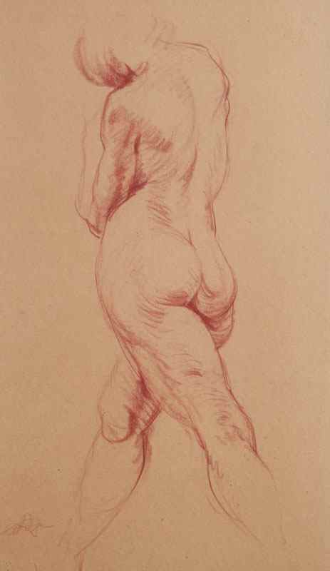 Appraisal: REHBERGER Gustave Austrian - Nude study Sanguine sight size ''