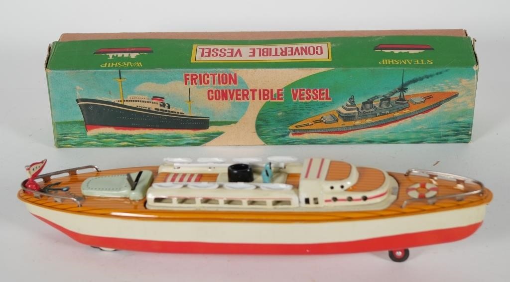 Appraisal: VINTAGE MSK JAPAN CONVERTIBLE VESSELTin litho Friction convertible steamship warship