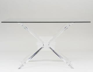 Appraisal: LUCITE AND GLASS DINING TABLE The rectangular top above a