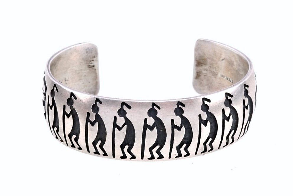 Appraisal: Zuni Kokopelli Art Acoya Sterling Silver Bracelet For your consideration