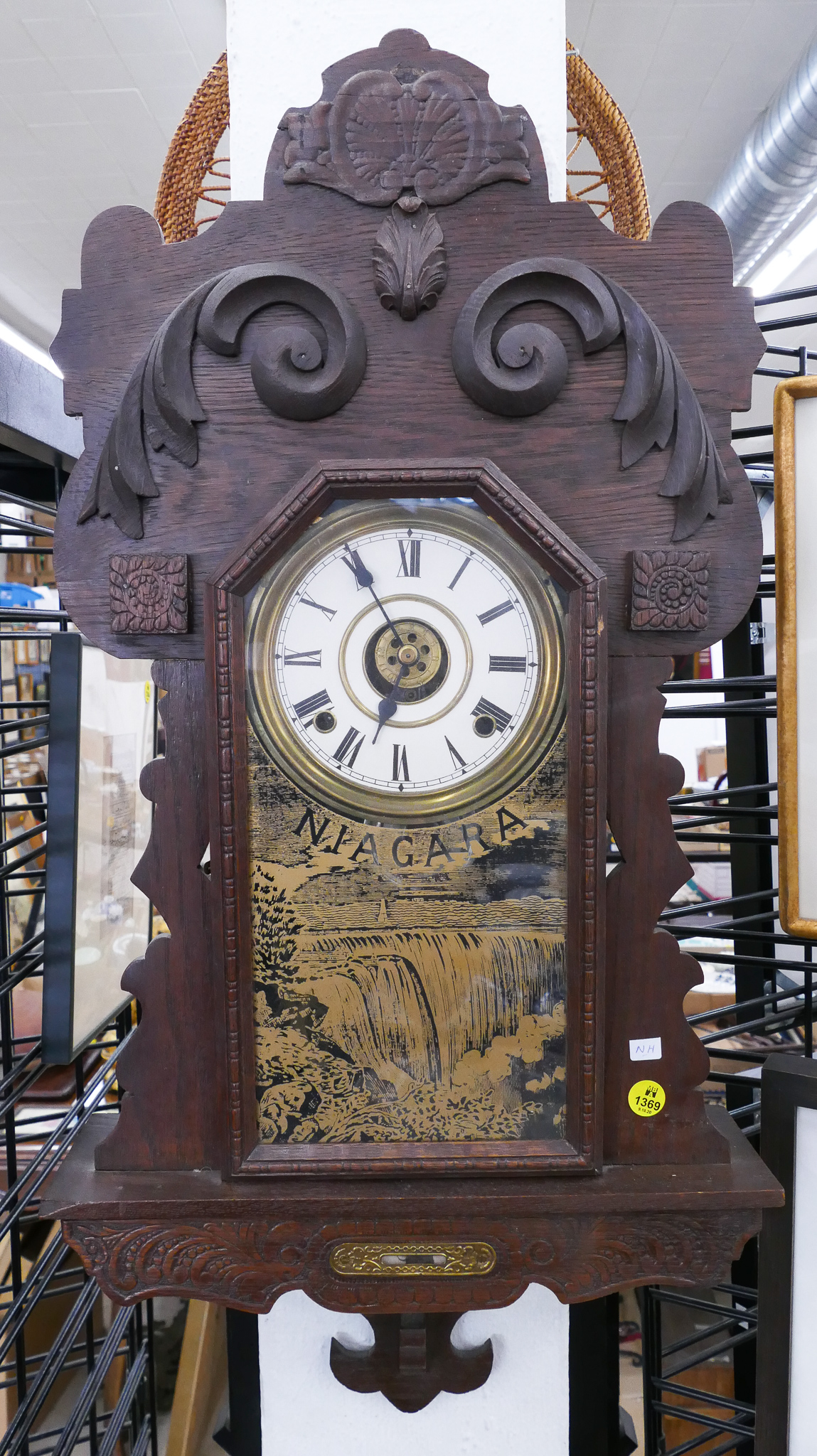 Appraisal: Antique Oak Niagara Hanging Kitchen Clock- ''