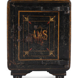 Appraisal: A Paint Decorated Miniature Iron Safe Late th Early th