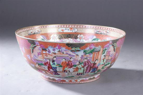 Appraisal: CHINESE MANDARIN PALETTE PORCELAIN PUNCH BOWL Figural decoration - in