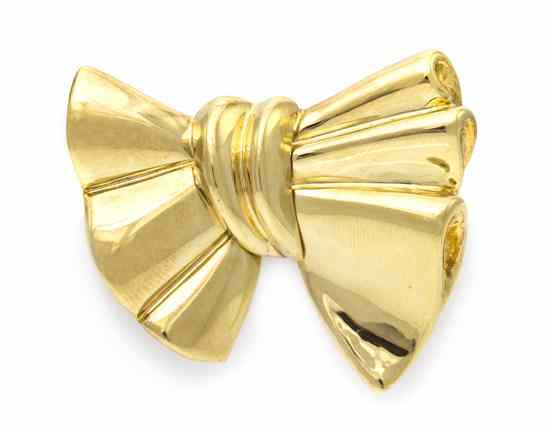 Appraisal: An Karat Yellow Gold Bow Brooch Sidney Garber in a