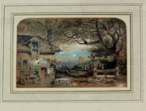 Appraisal: Attributed to David Cox Cottage by a Gate signed on