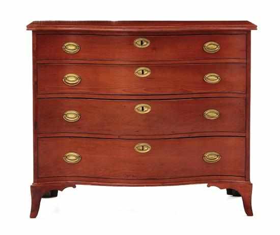 Appraisal: Connecticut Federal cherry serpentine chest of drawers probably Hartford circa