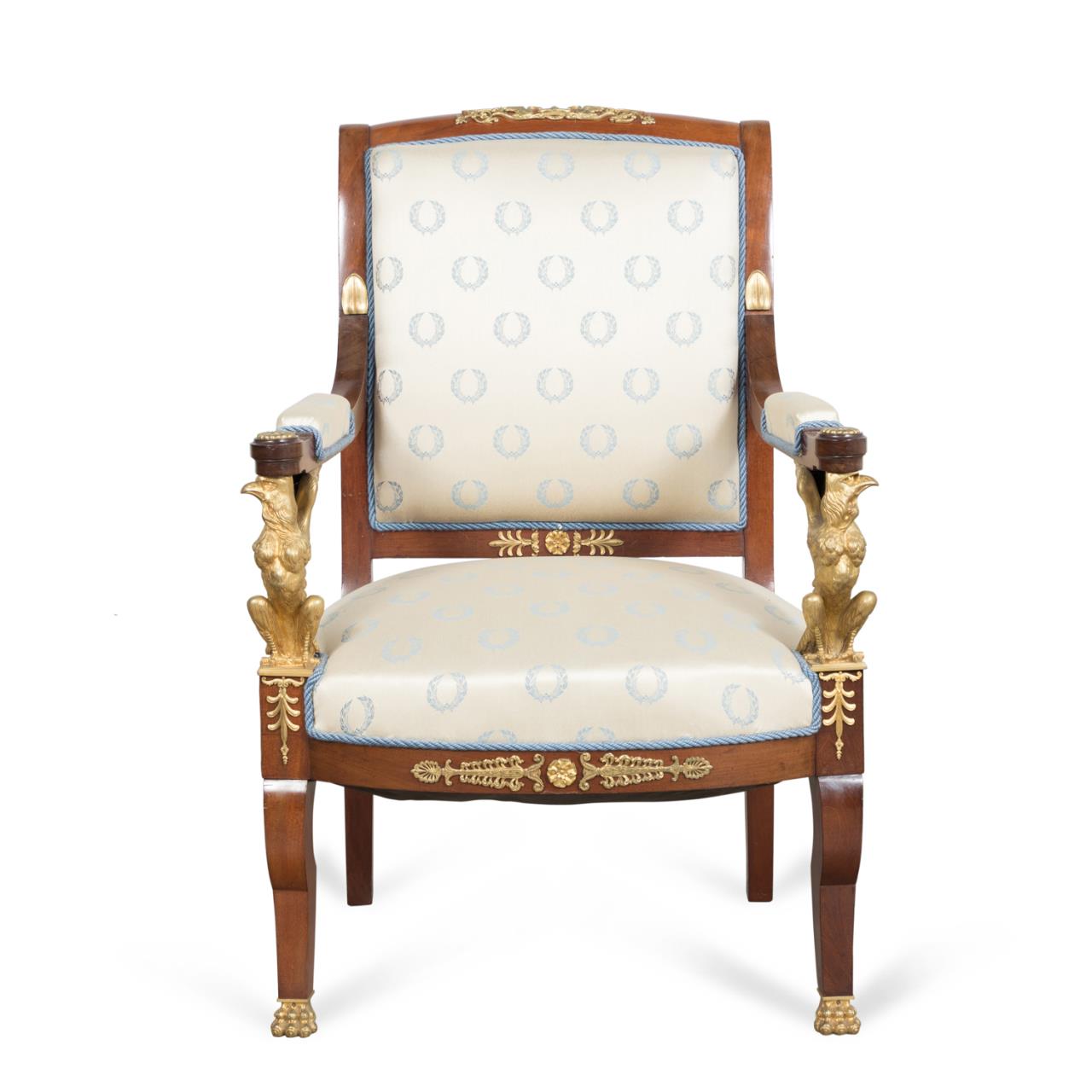 Appraisal: EMPIRE STYLE ORMOLU AND MAHOGANY EAGLE FAUTEUIL Continental possibly French