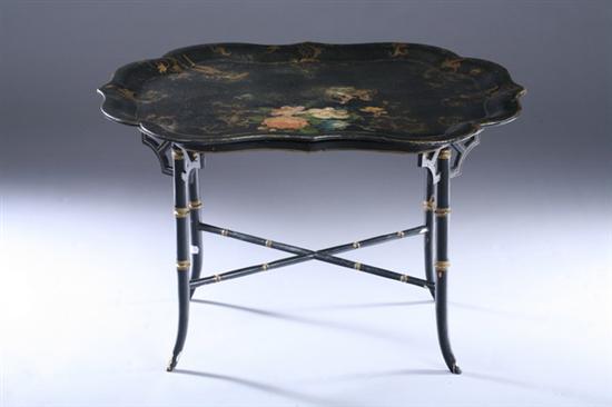 Appraisal: REGENCY STYLE PAPIER M CH TRAY ON STAND early th