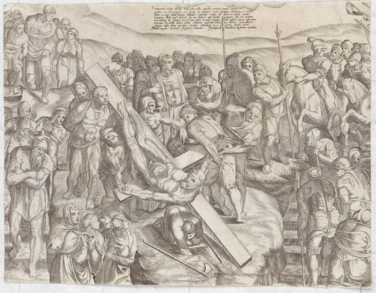 Appraisal: GIOVANNI B CAVALIERI after Michelangelo The Crucifixion of St Peter