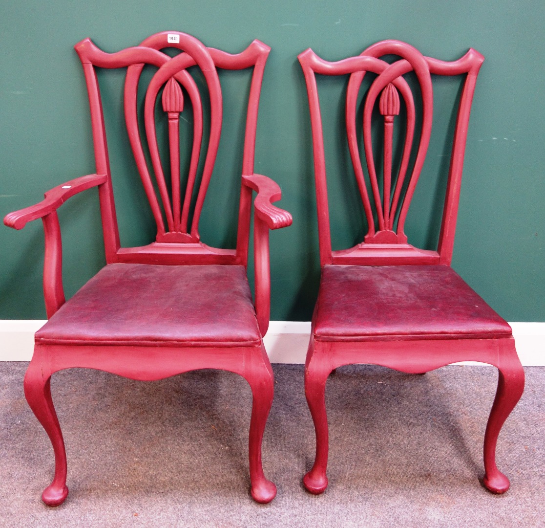 Appraisal: A set of ten red painted early th century continental