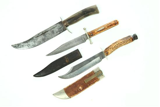 Appraisal: THREE KNIVES American and English nd half- th century Bowie-type