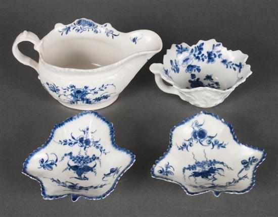 Appraisal: Four Worcester blue and white porcelain articles Dr Wall period