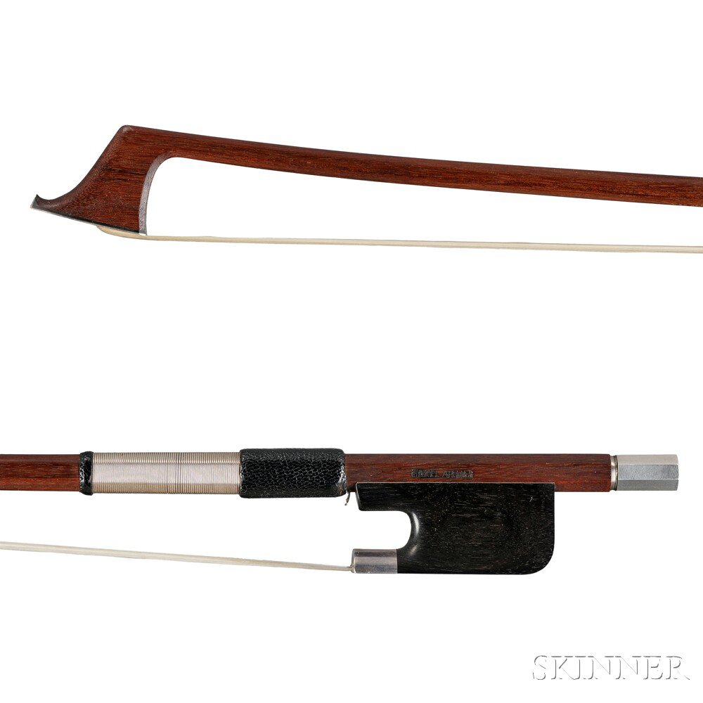 Appraisal: Swiss Silver-mounted Cello Bow the round stick stamped FINKEL ATELIER