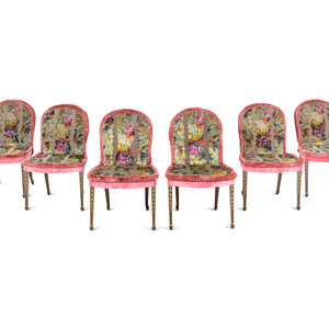 Appraisal: A Set of Six George III Style Painted Dining Chairs