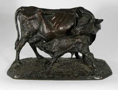 Appraisal: Pierre-Jules M ne French - A cow with suckling calf