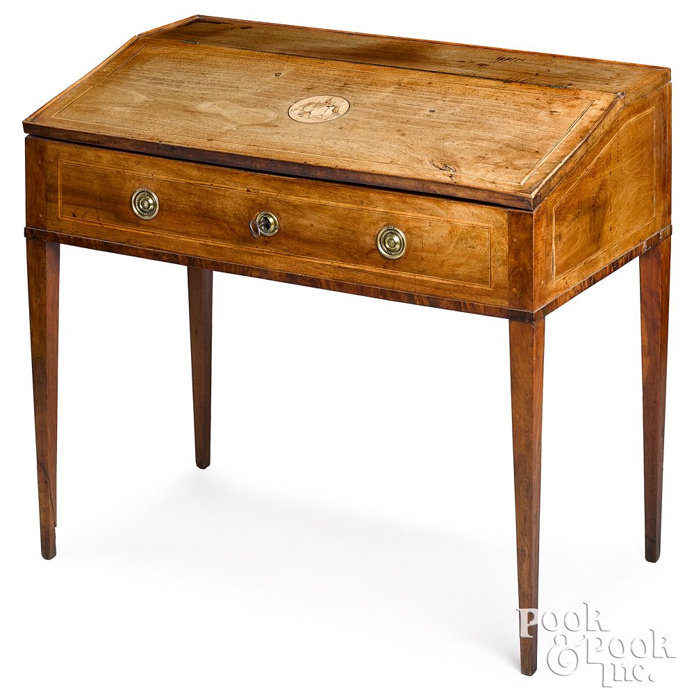 Appraisal: George III Hepplewhite standing desk George III Hepplewhite mahogany and