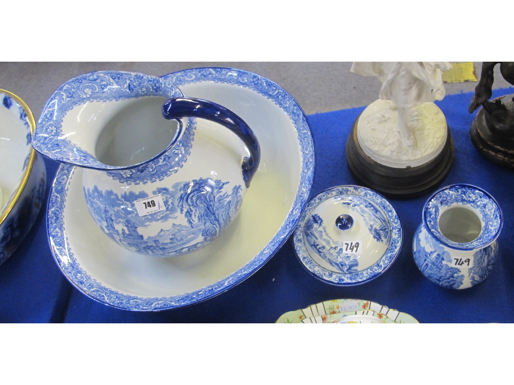 Appraisal: Ridgways blue and white Venice pattern four piece wash set