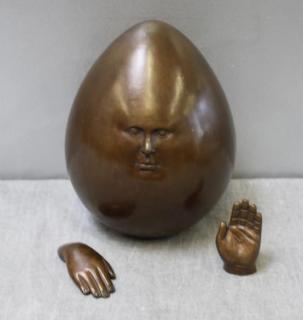 Appraisal: BUSTAMANTE Sergio Bronze Egg Form Sculpture with Hands Signed on