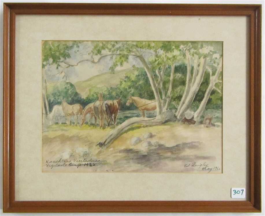 Appraisal: EDWARD B QUIGLEY WATERCOLOR AND PENCIL SKETCH ON PAPER Oregon