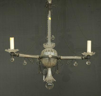 Appraisal: Three-Light Glass Chandelier