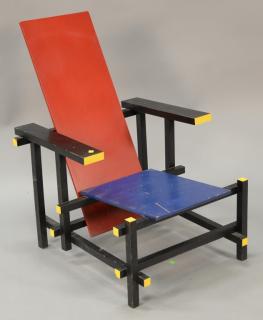 Appraisal: After Gerrit Rietveld - red blue and yellow lacquered wood