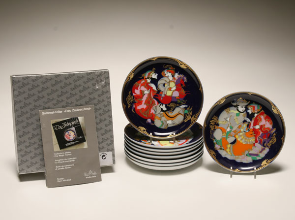 Appraisal: Nine Rosenthal Magic Horse studio line plates designed by Bjorn