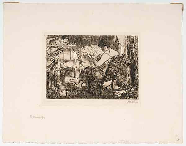 Appraisal: John Sloan American - The Womans' Page Etching on paper