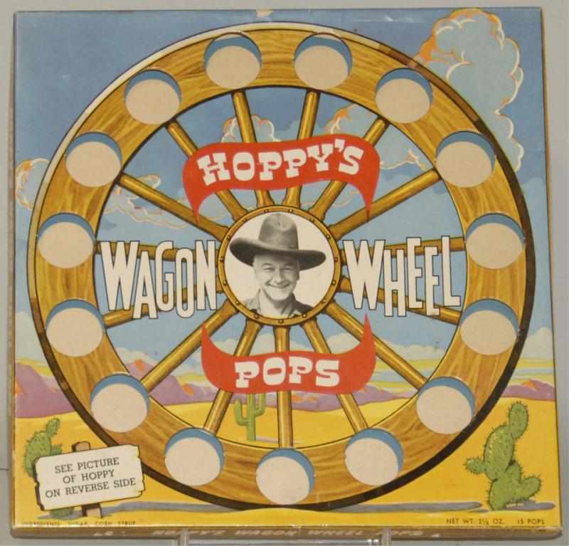 Appraisal: Vintage Hopalong Cassidy Wagon Wheels Pops Box Nice and colorful