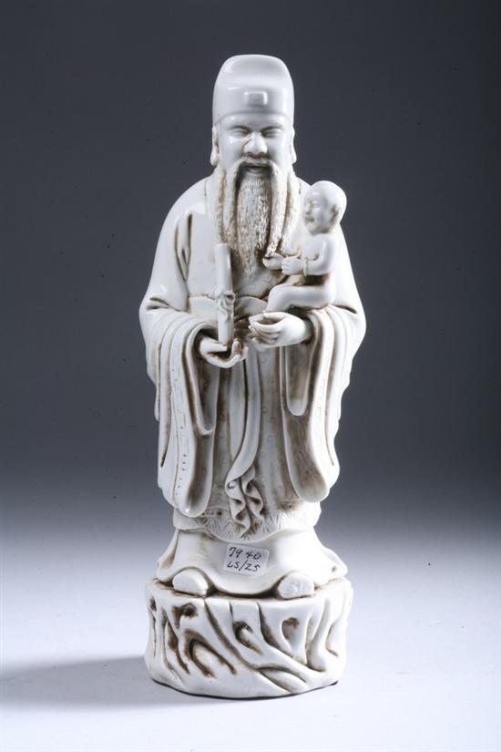 Appraisal: CHINESE BLANC-DE-CHINE PORCELAIN FIGURE OF IMMORTAL - in high PROVENANCE