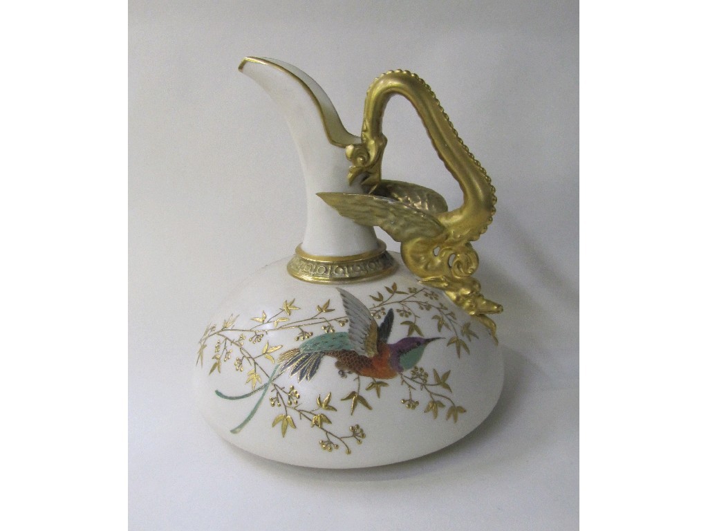 Appraisal: Royal Worcester jug of squat form with dragon decorated handle