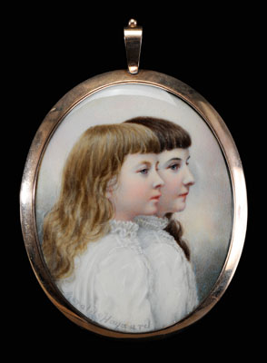 Appraisal: Gerard Sinclair Hayward British - Miniature Portrait of Two Children