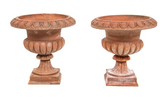 Appraisal: Sale Lot A Pair of Terra Cotta Garden Urns th