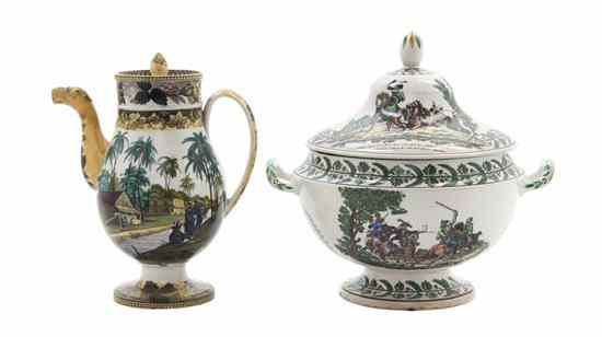 Appraisal: Two French Polychrome Decorated Articles comprising a covered tureen L