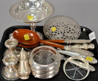 Appraisal: Tray lot group of weighted sterling silver ashtrays candlesticks compote