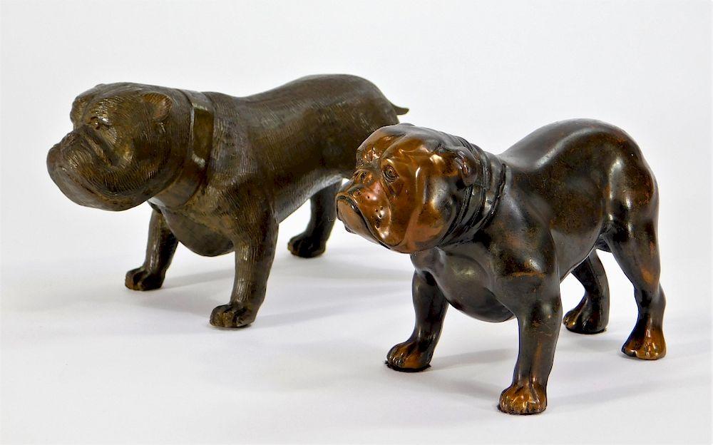 Appraisal: PC Dodge Yale University Bronze Bulldog Figures United States Early