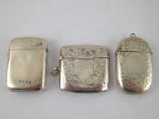 Appraisal: Three silver vesta cases Birmingham and