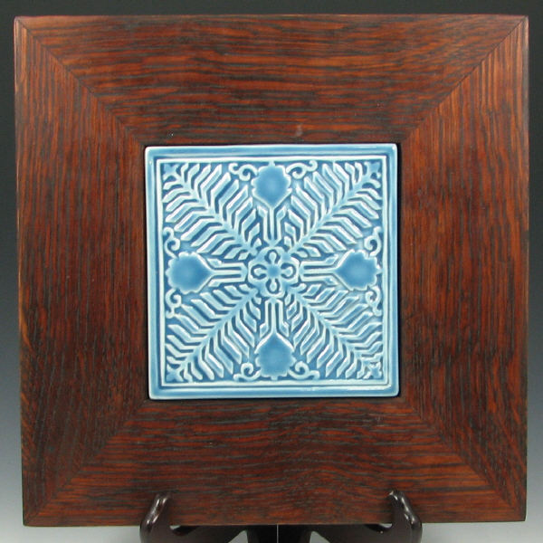 Appraisal: Rookwood Trivet in Mission Oak Frame Rookwood gloss blue trivet