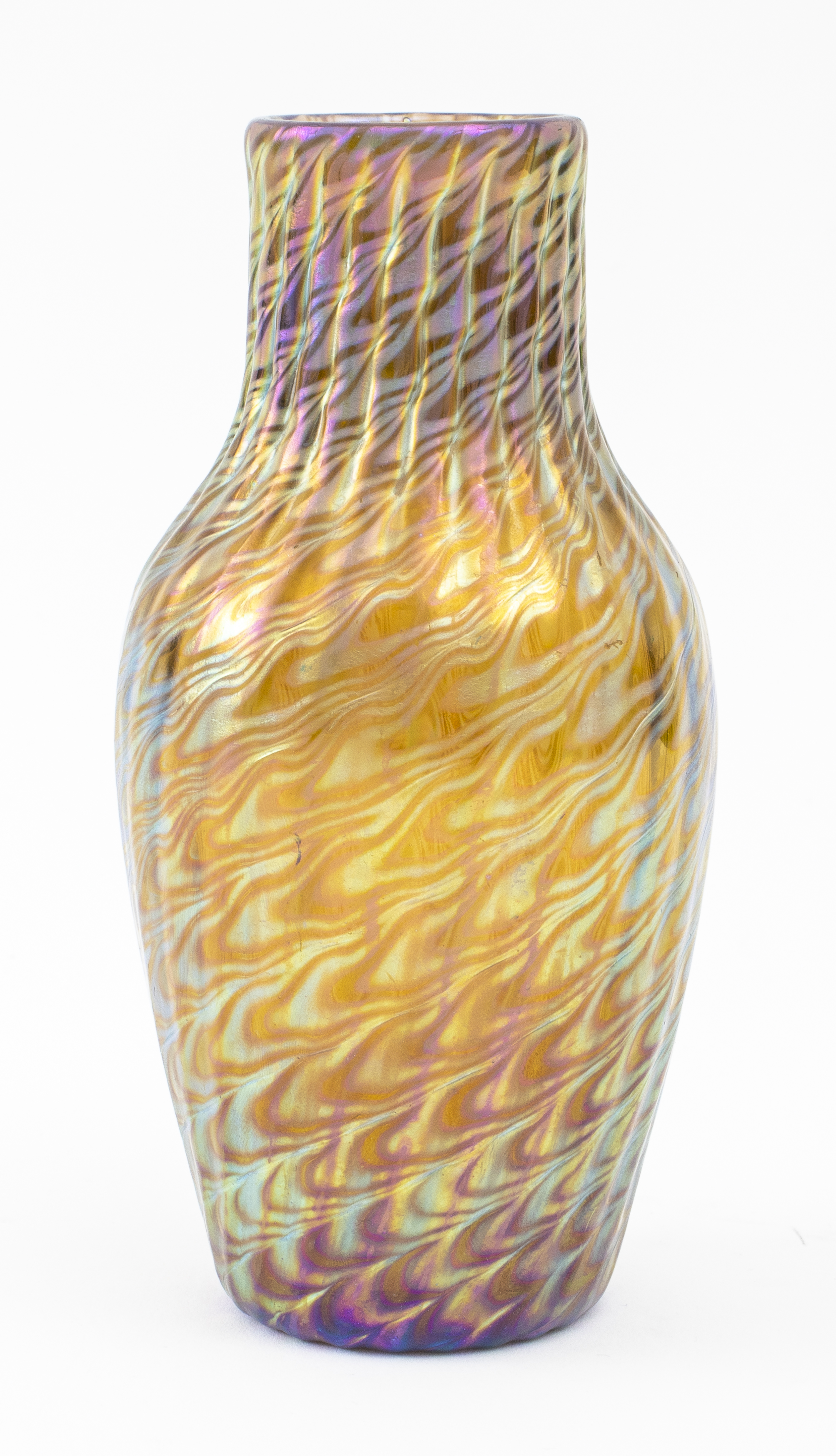 Appraisal: LOETZ IRIDESCENT GLASS VASE Diminutive Loetz amber glass vase with