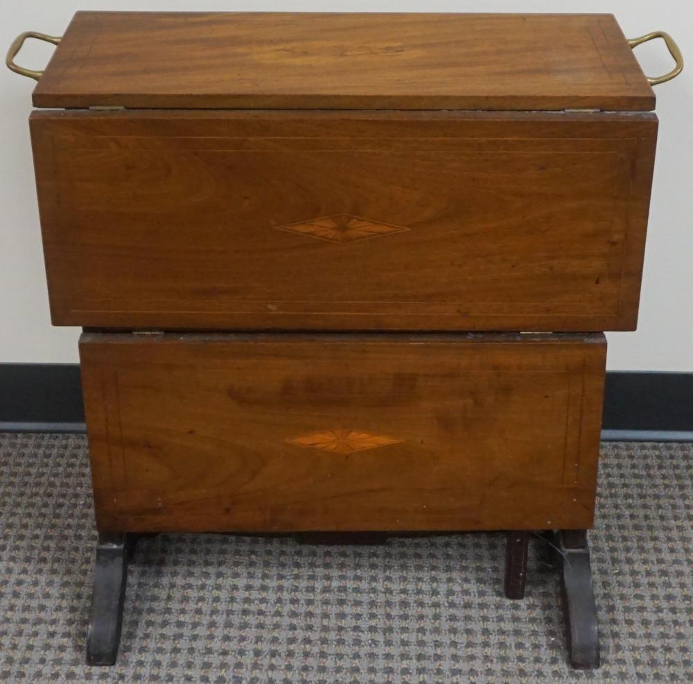 Appraisal: Edwardian Inlaid Mahogany Drop Leaf Table When Closed x x