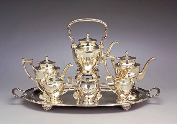 Appraisal: A Mexican sterling six piece tea and coffee set with