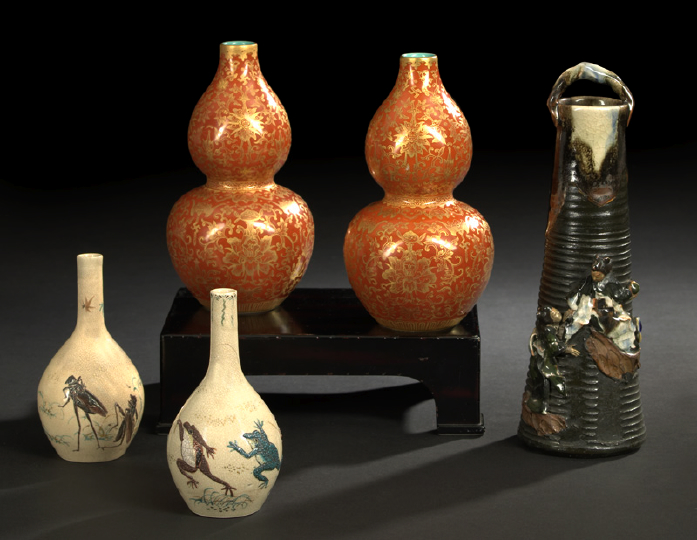 Appraisal: Pair of Japanese Porcelain Bottle-Form Vases first half th century