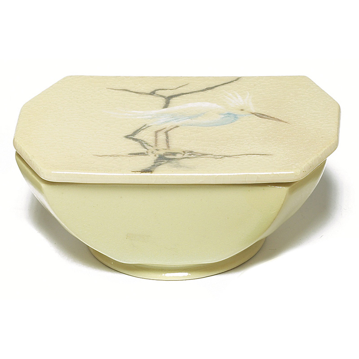 Appraisal: Rookwood box unusual form in a yellow glaze with a