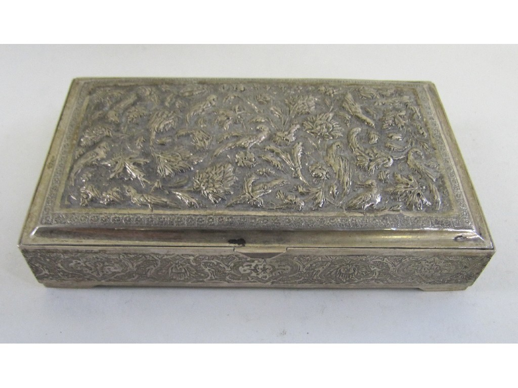 Appraisal: Embossed white metal box stamped '