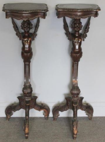 Appraisal: Pair of Venetian Winged Cherub Pedestals From a Scarsdale NY