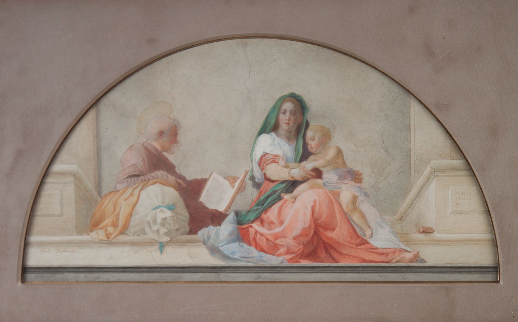 Appraisal: Carlo Fachinetti Madonna del Sacco watercolor Italian - After Andrea