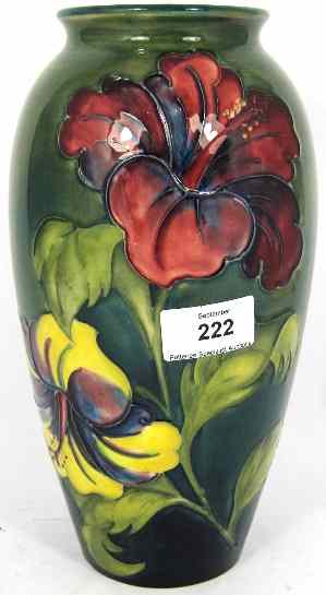 Appraisal: Moorcroft Large Vase Decorated with Hibiscus on Green Ground Height