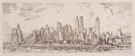 Appraisal: REGINALD MARSH N Y Skyline Etching and engraving x mm